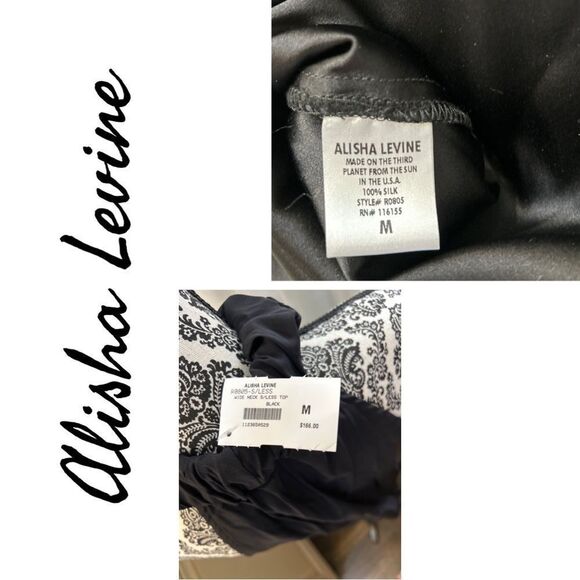 Alisha Levine Women’s Black 100% Silk Sleeveless Top - Size M - Picture 2 of 2